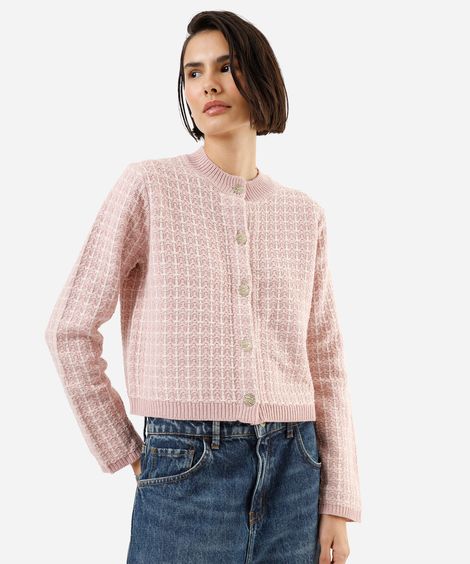 casaco feminino de tweed xadrez rosa
