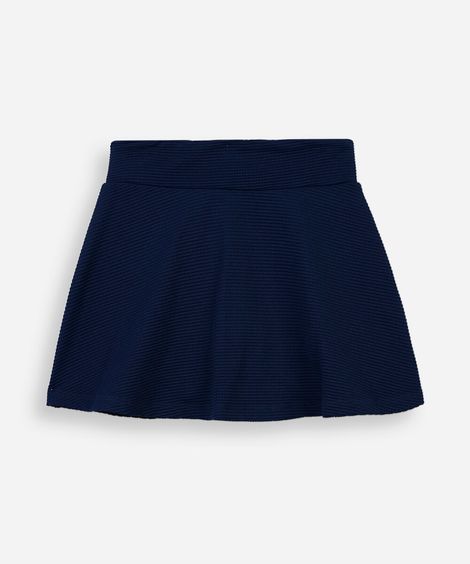 short saia infantil de poliamida canelado azul