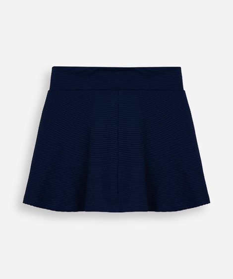 short saia infantil de poliamida canelado azul