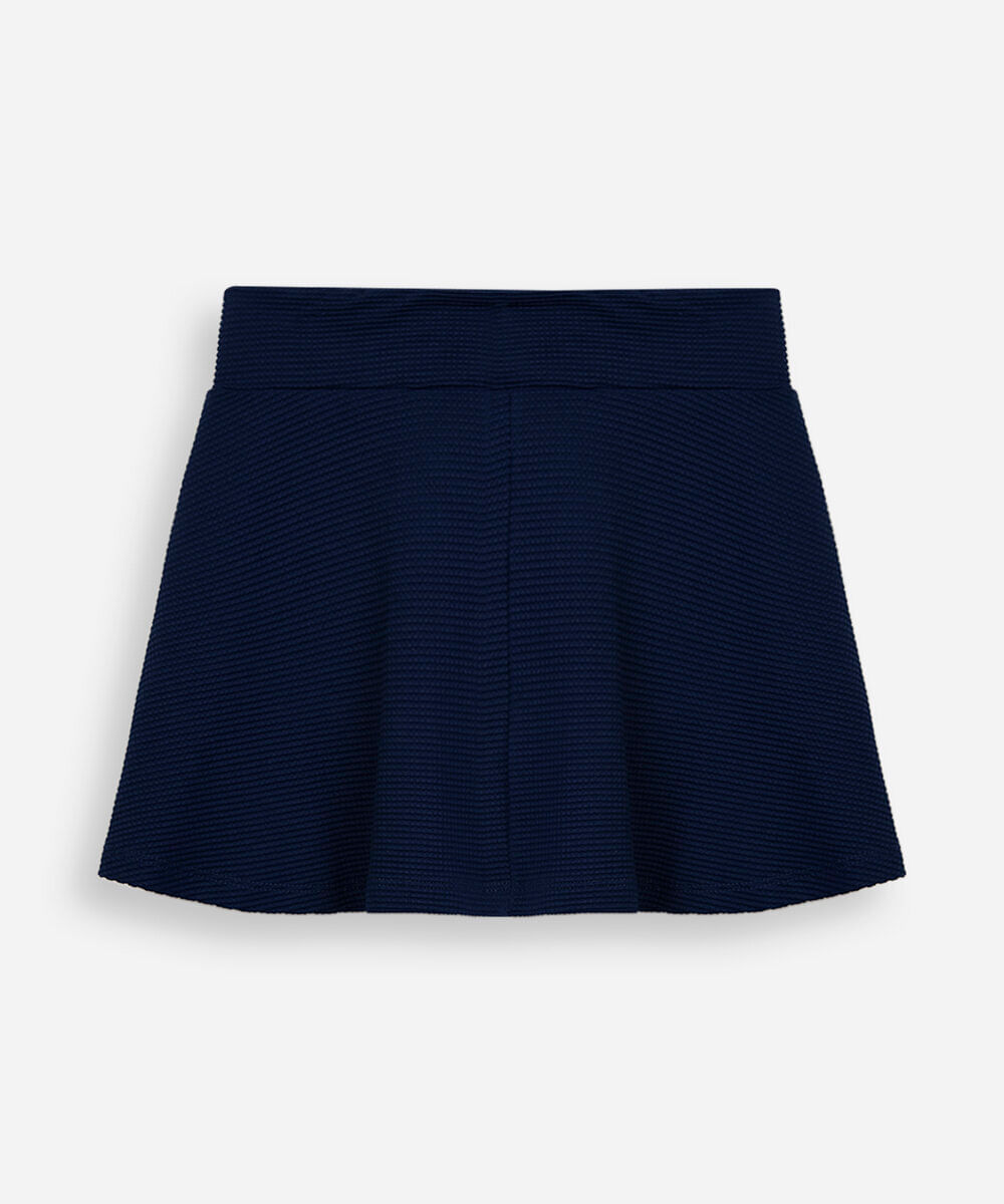 short saia infantil de poliamida canelado azul