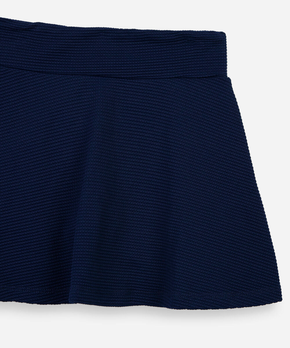 short saia infantil de poliamida canelado azul