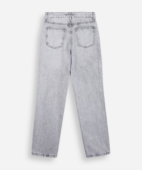 calça mom juvenil jeans cinza