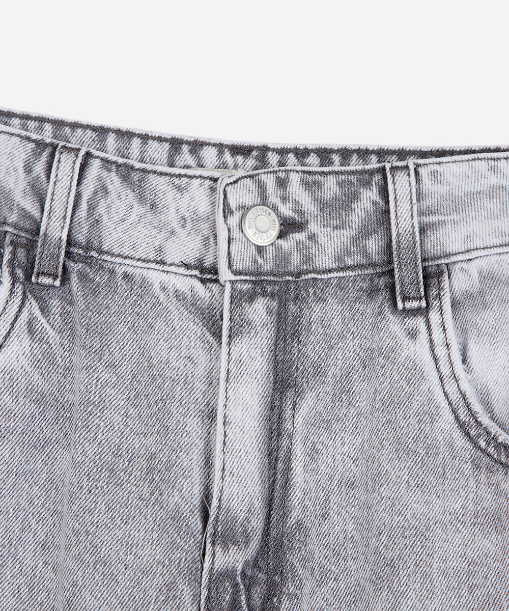 calça mom juvenil jeans cinza