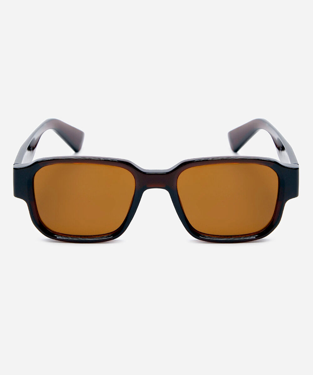 óculos de sol unissex quadrado de acetato - marrom