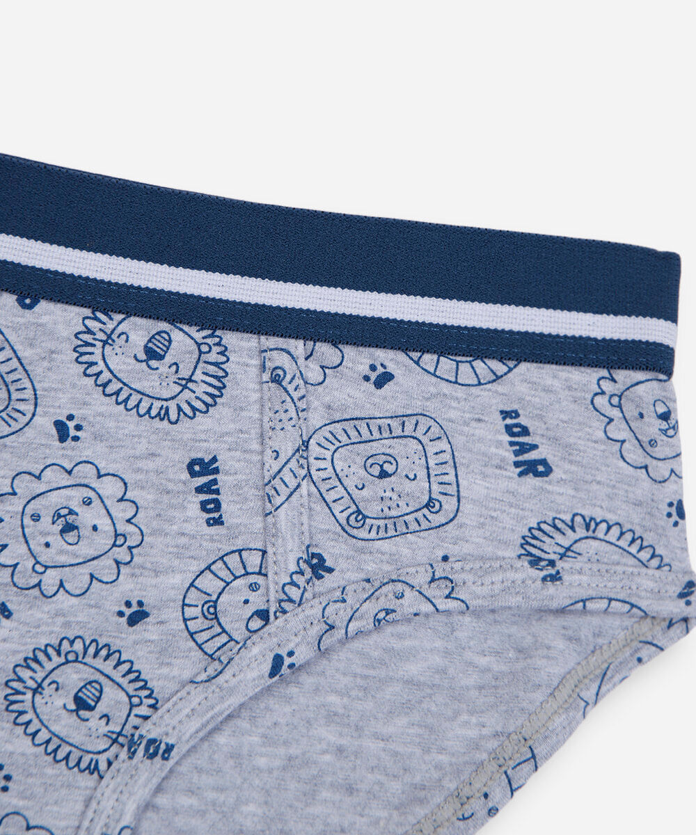 kit de 2 cuecas slip infantil de algodão estampado colorido