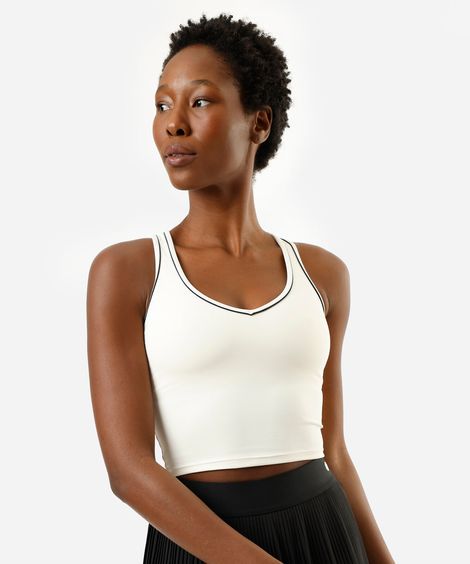 top nadador alongado feminino com nervuras esportivo ace off white