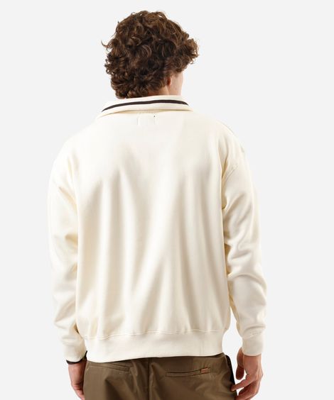 blusão masculino de moletom felpado com gola bordado off white