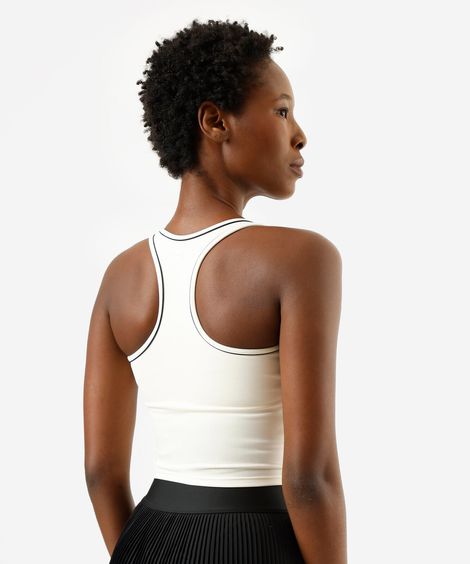 top nadador alongado feminino com nervuras esportivo ace off white