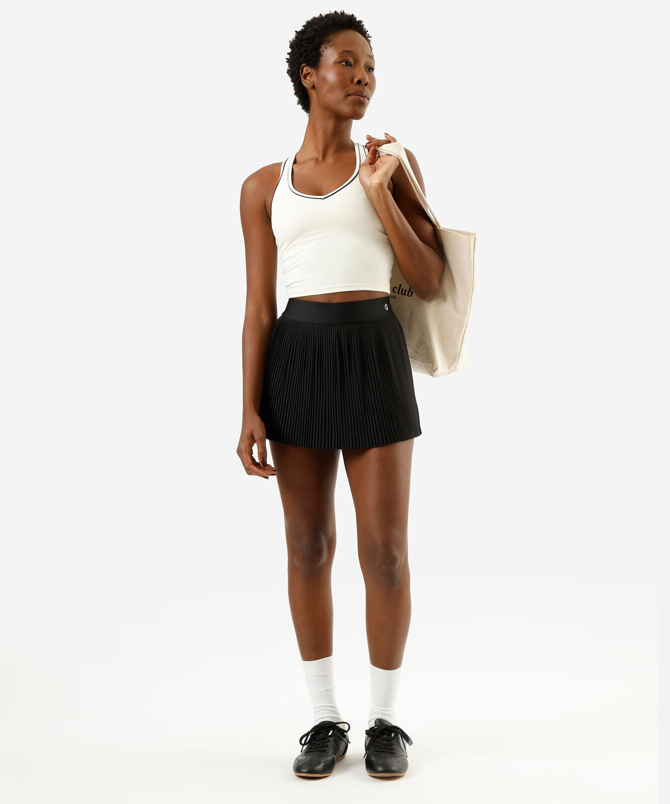 top nadador alongado feminino com nervuras esportivo off white