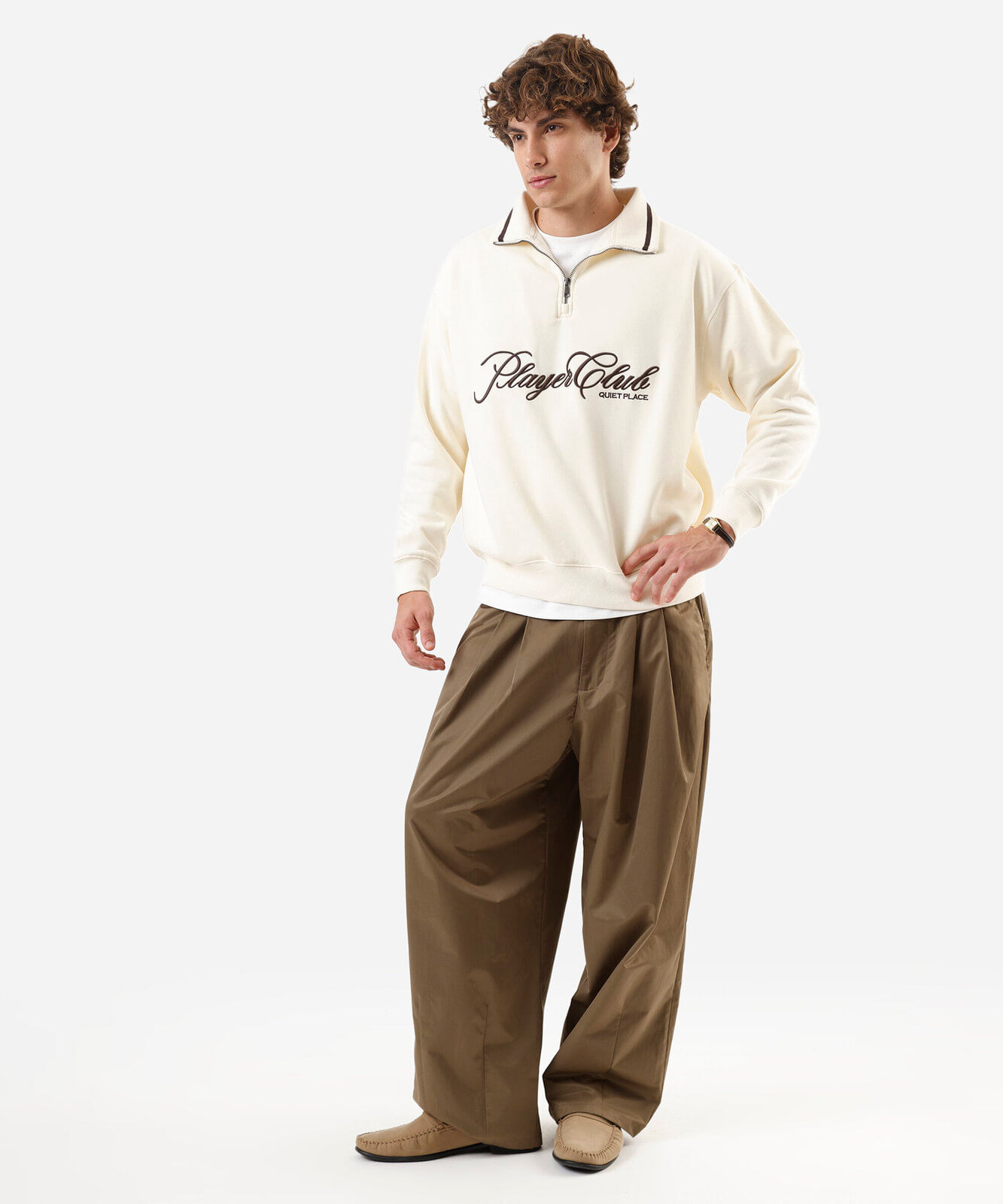 blusão masculino de moletom felpado com gola bordado off white
