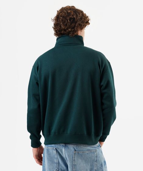 blusão masculino de moletom felpado com gola bordado verde