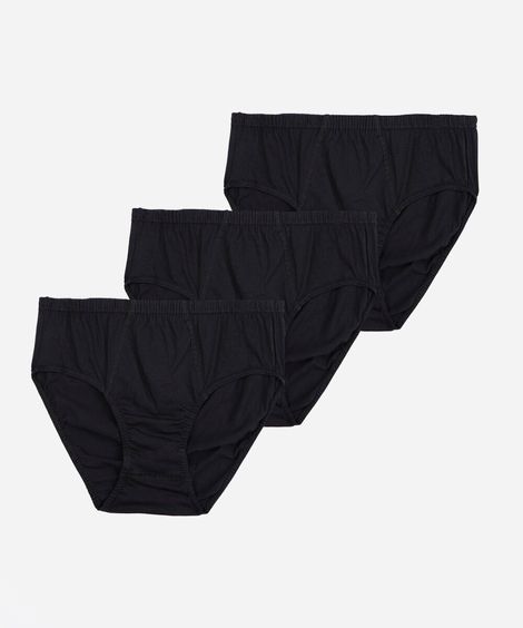 kit de 3 cuecas slip masculina de algodão preto