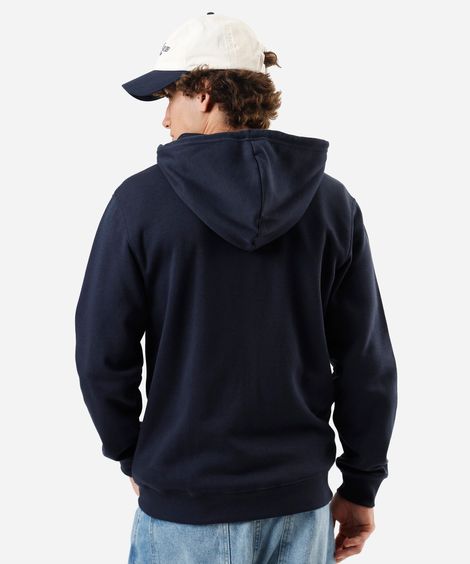 blusão básico masculino de moletom com capuz azul