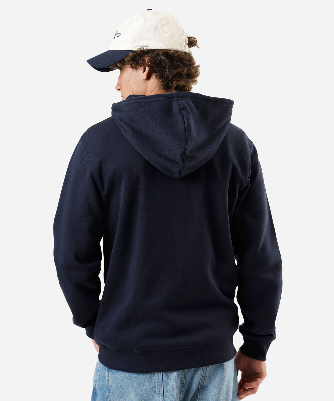 blusão básico masculino de moletom com capuz azul