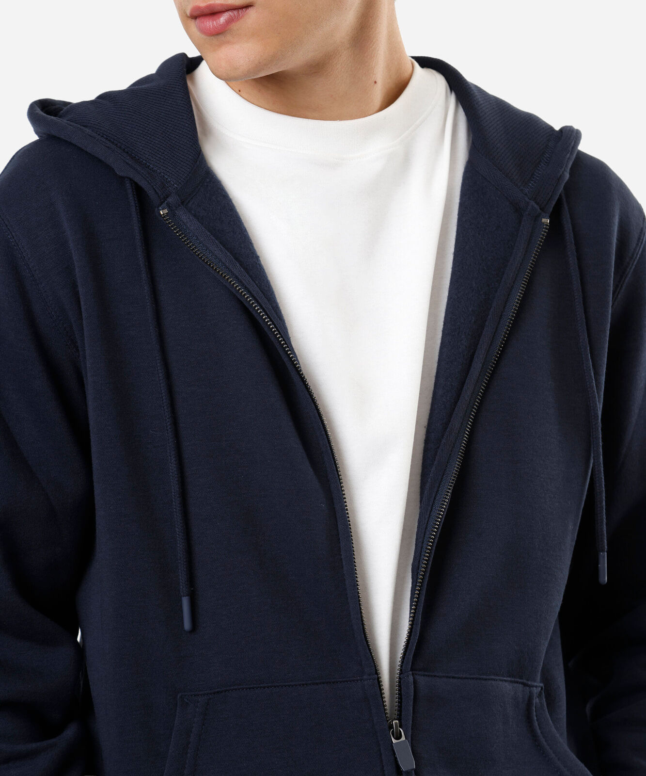 blusão básico masculino de moletom com capuz azul
