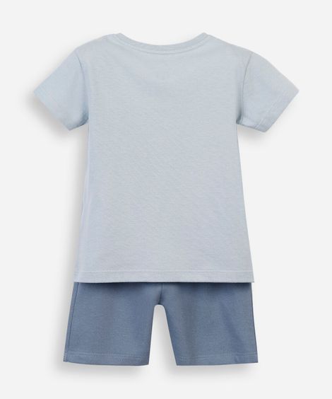 conjunto curto infantil de algodão estampado azul
