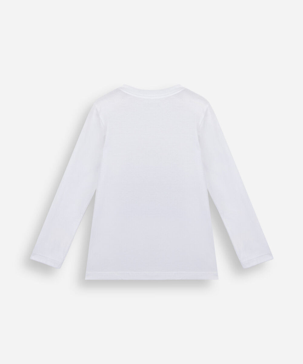 camiseta infantil de algodão manga longa minecraft off white