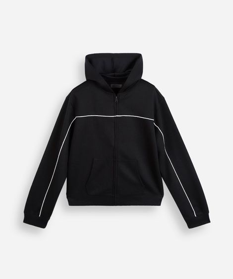 jaqueta esportiva juvenil com capuz preta
