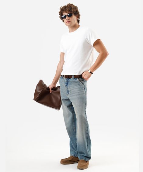 calça baggy masculina jeans dirty azul