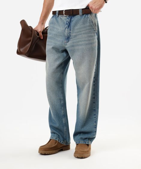 calça baggy masculina jeans dirty azul