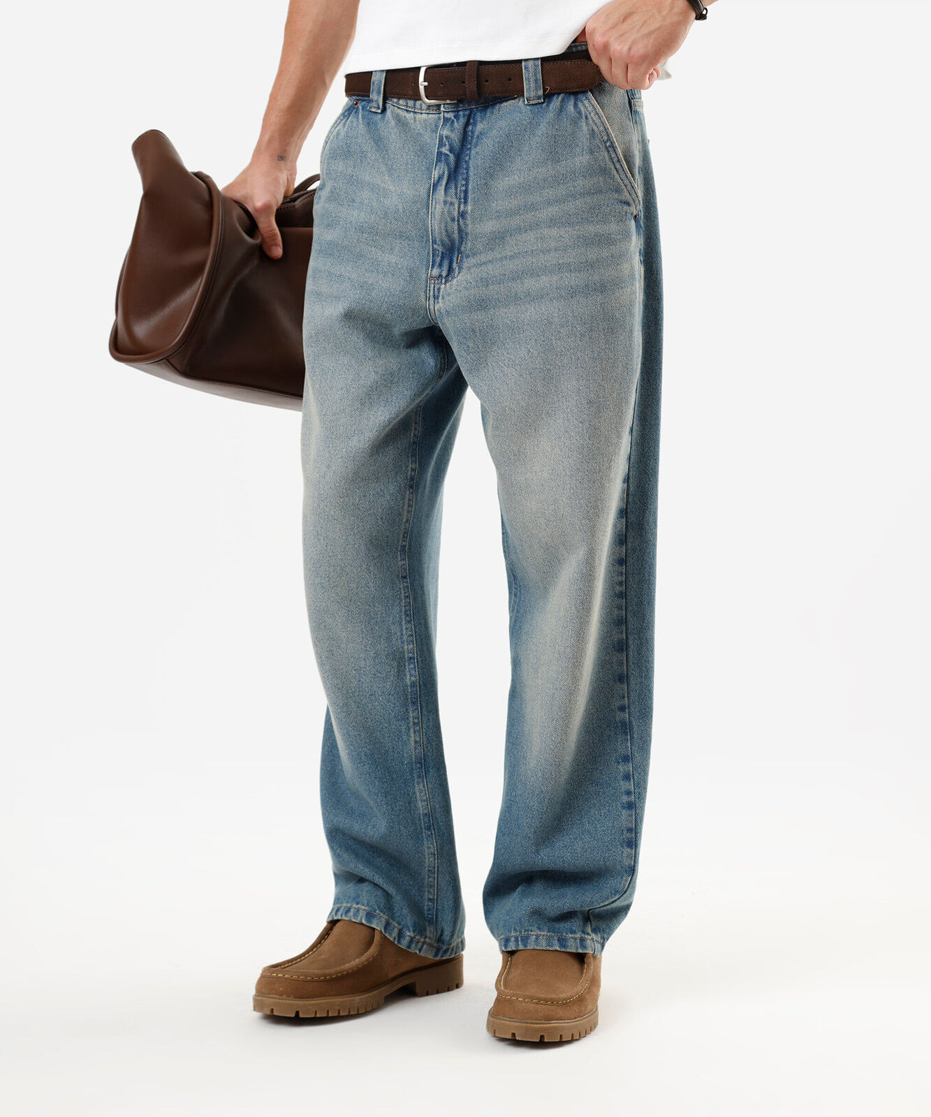 calça baggy masculina jeans dirty azul