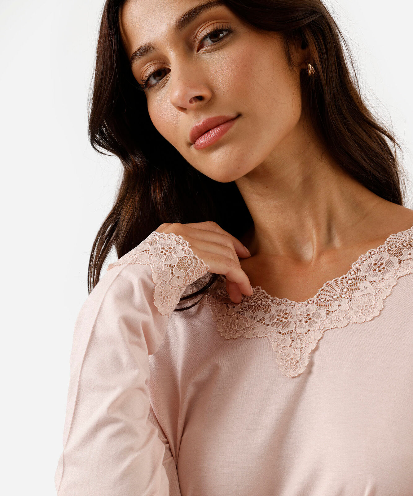 pijama longo feminino de viscose com nécessaire  rosa