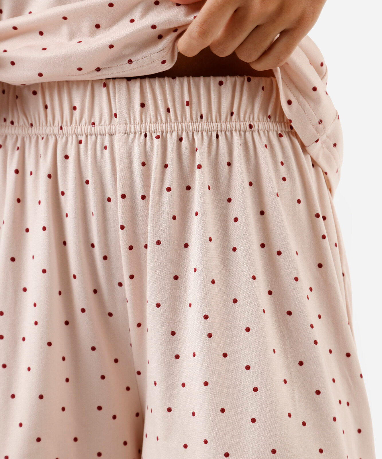 pijama short doll feminino poá com schunchie rosa