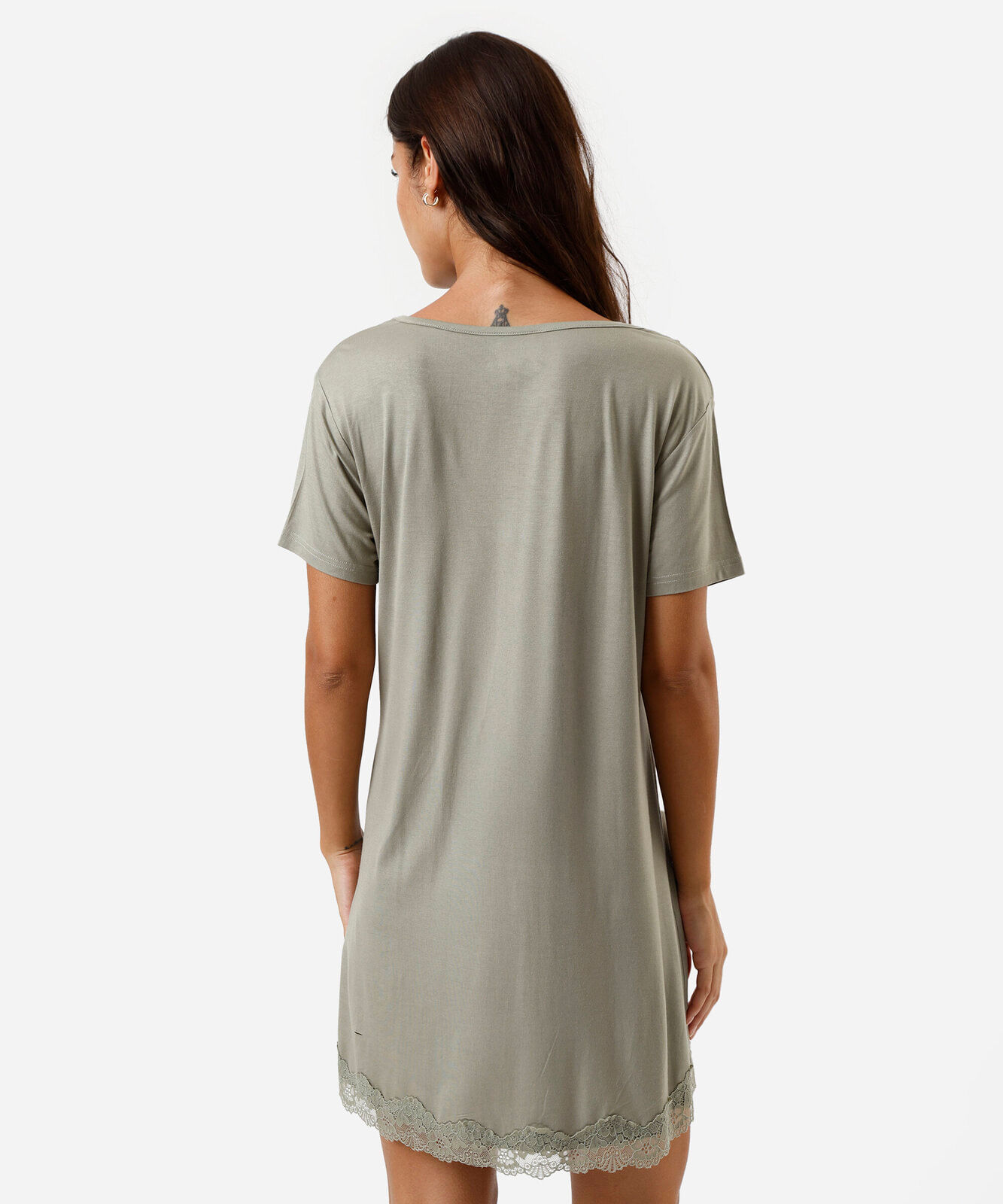 camisola feminina de viscose com renda verde