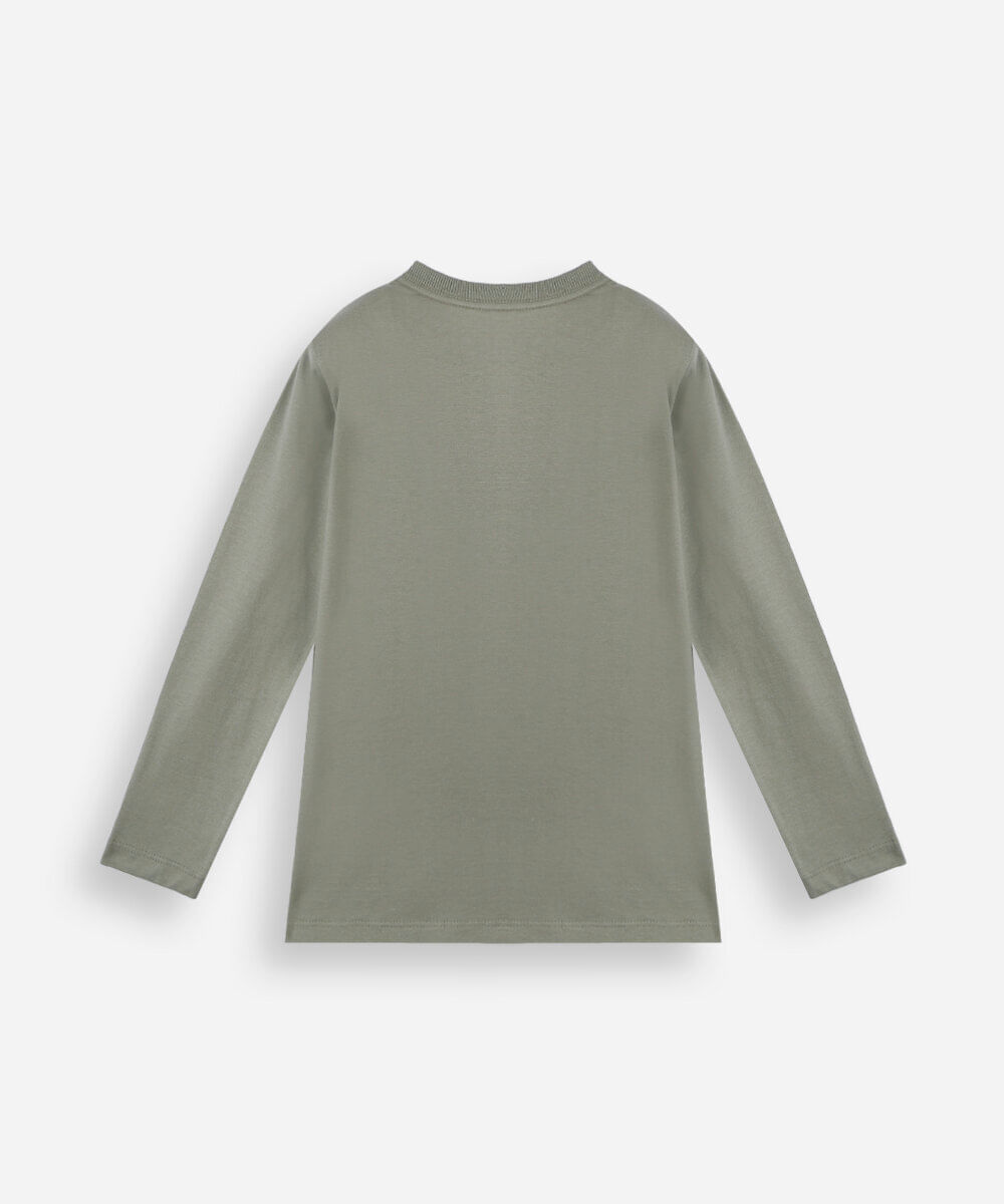 camiseta infantil de algodão manga longa minecraft verde