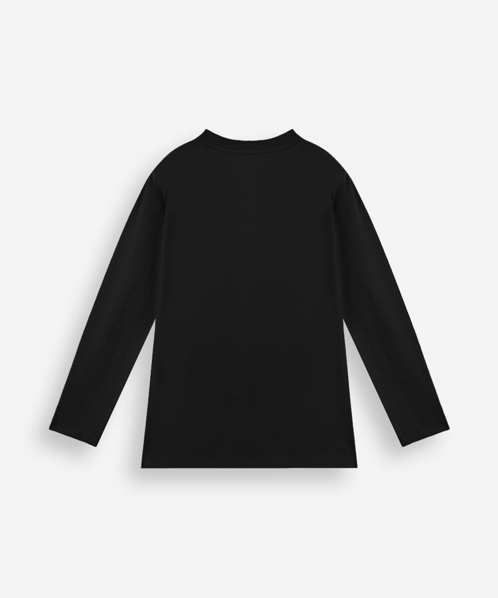 camiseta infantil de algodão manga longa mario bros preta