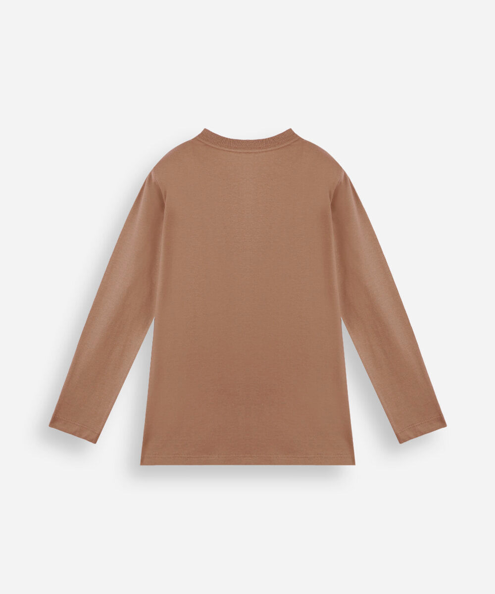 kit de 3 camisetas infantil de algodão manga longa colorido