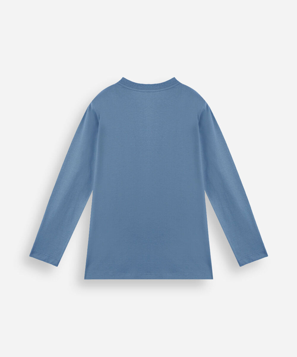 kit de 3 camisetas infantil de algodão manga longa colorido