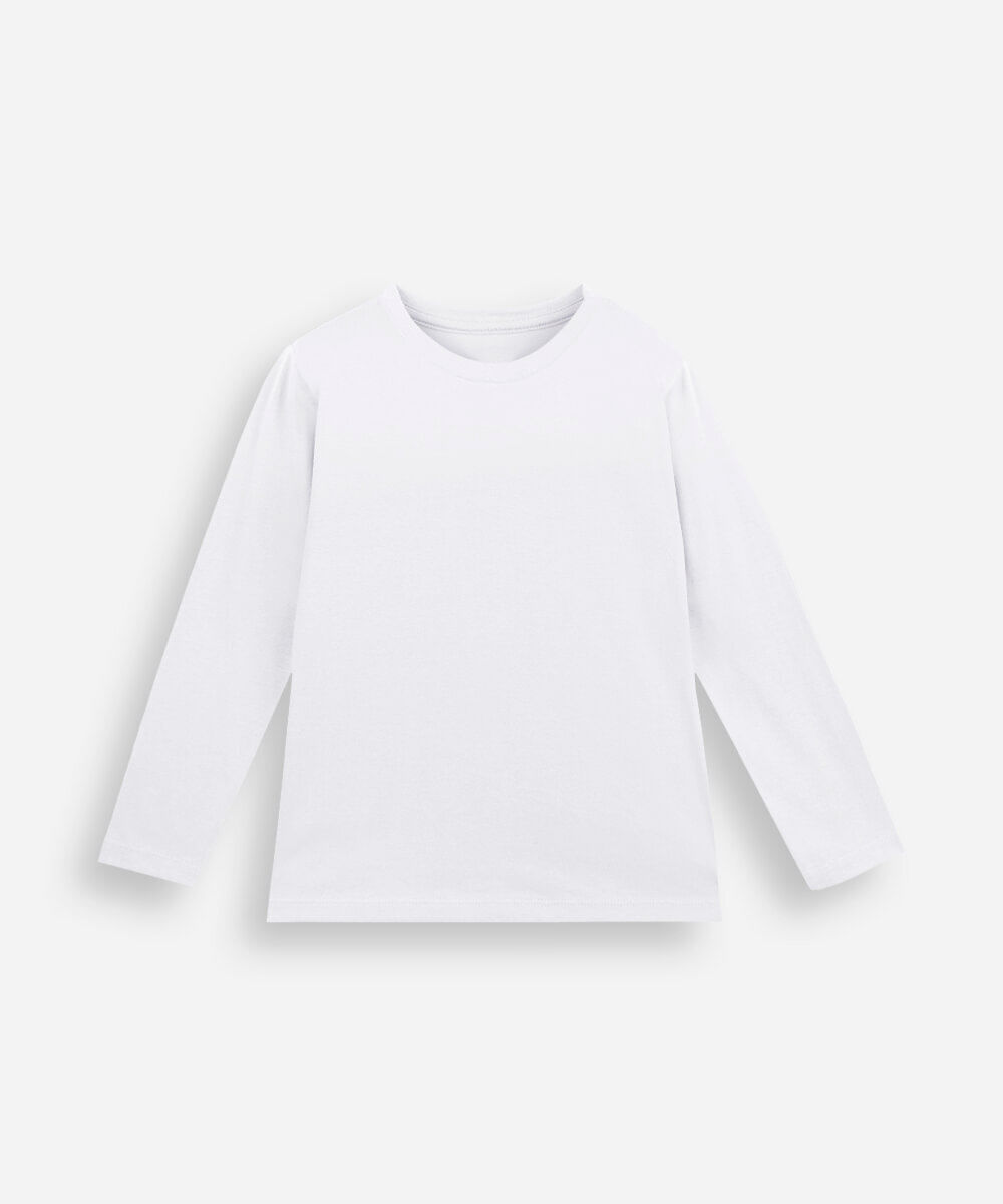 kit de 3 camisetas infantil de algodão manga longa colorido