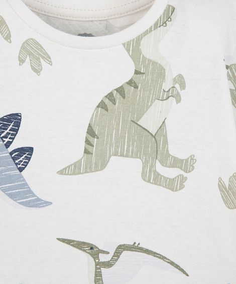 kit de 3 camisetas infantil de algodão manga curta dino colorido