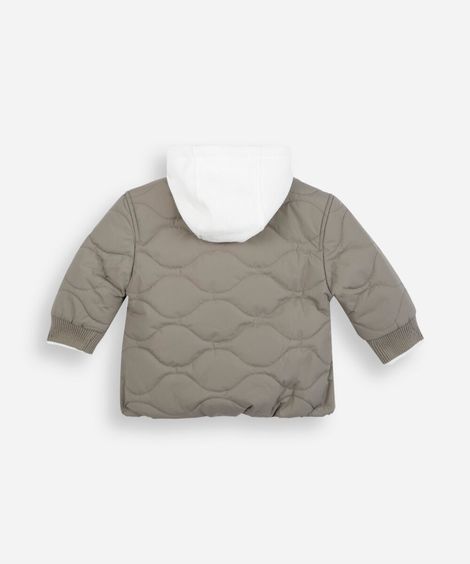 jaqueta puffer infantil com capuz verde