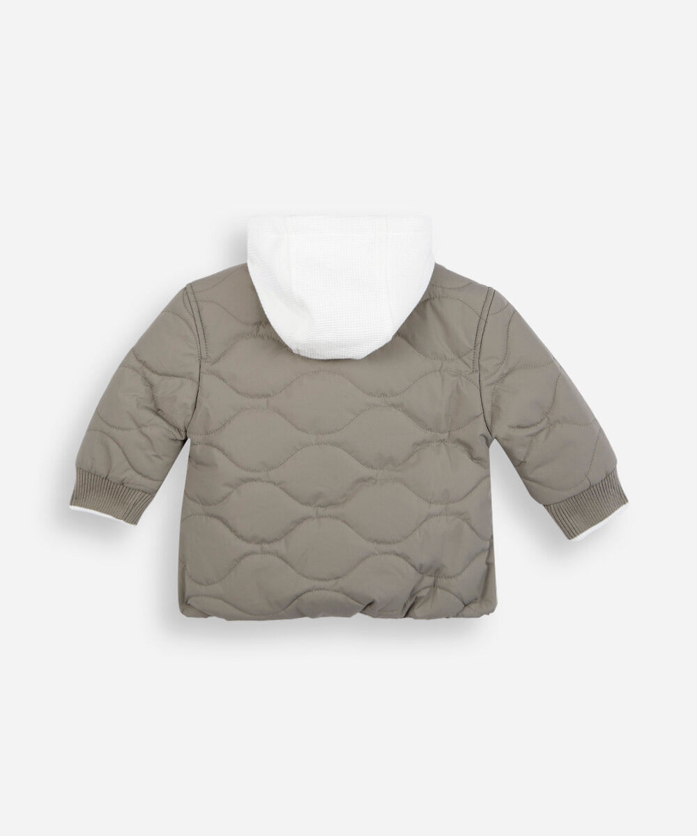 jaqueta puffer infantil com capuz verde