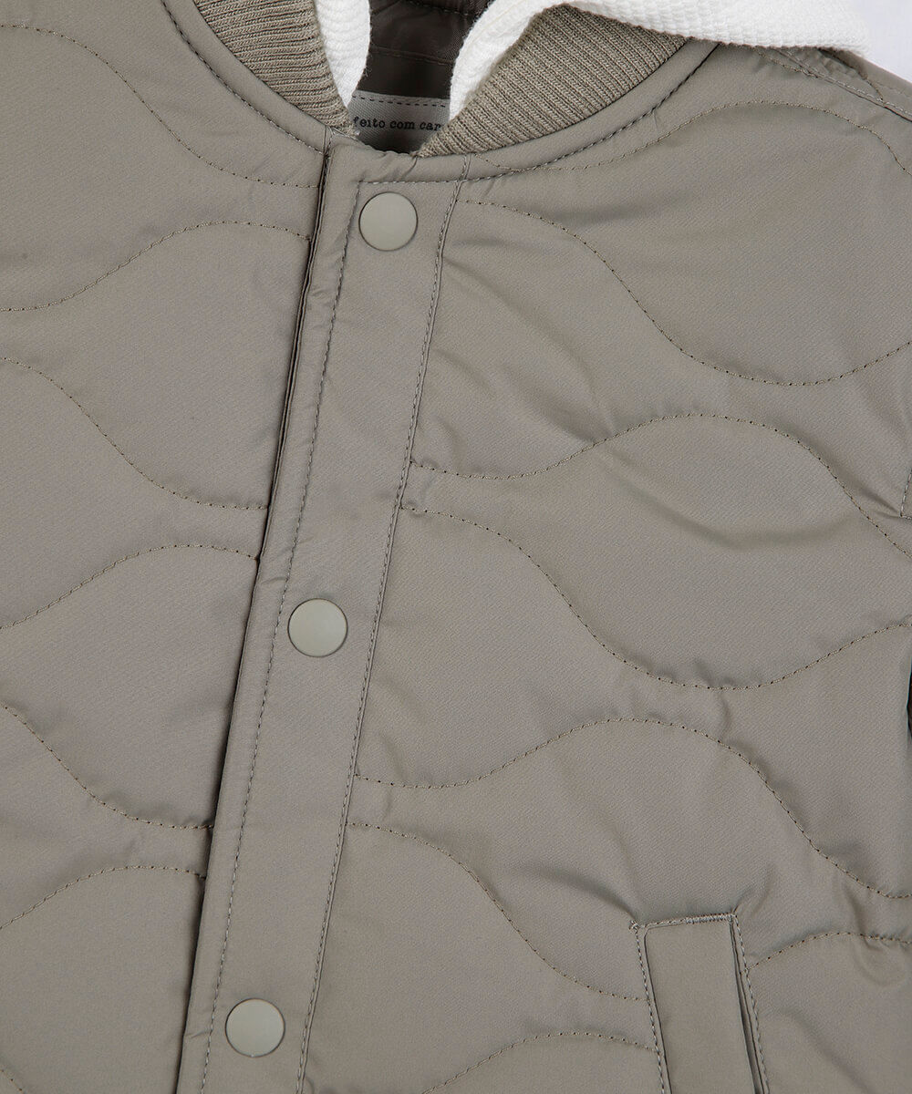 jaqueta puffer infantil com capuz verde