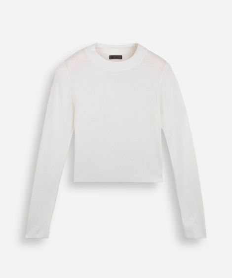 blusa juvenil com viscose manga longa off white