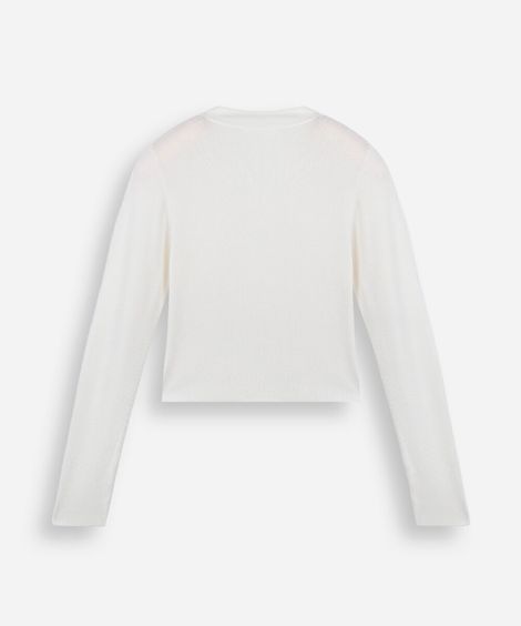 blusa juvenil com viscose manga longa off white