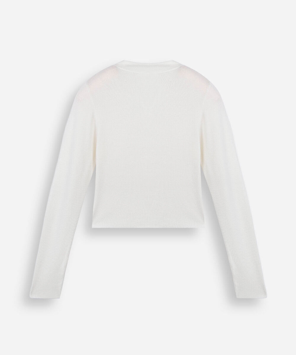 blusa juvenil com viscose manga longa off white
