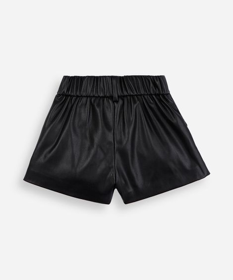short infantil de poliuretano preto