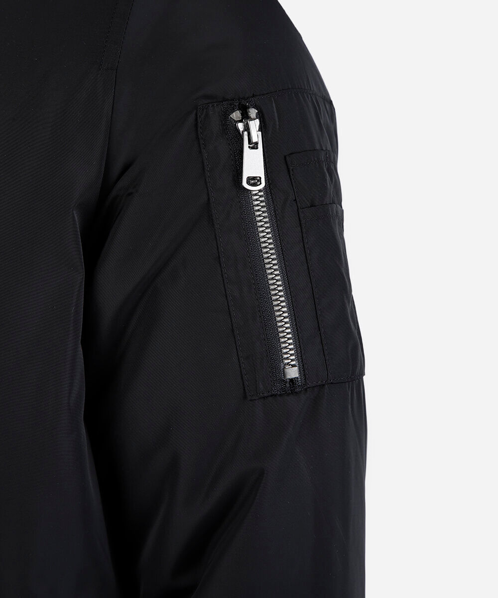 jaqueta bomber juvenil bolso com zíper preta