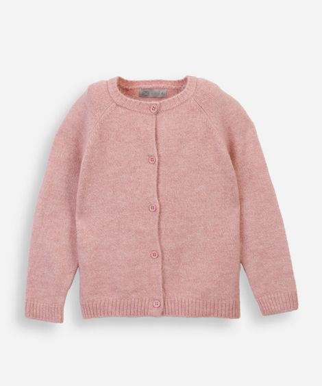 cardigan infantil de tricot rosa