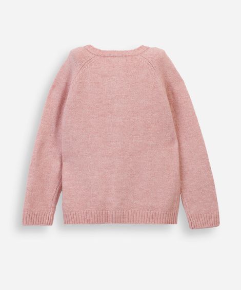 cardigan infantil de tricot rosa