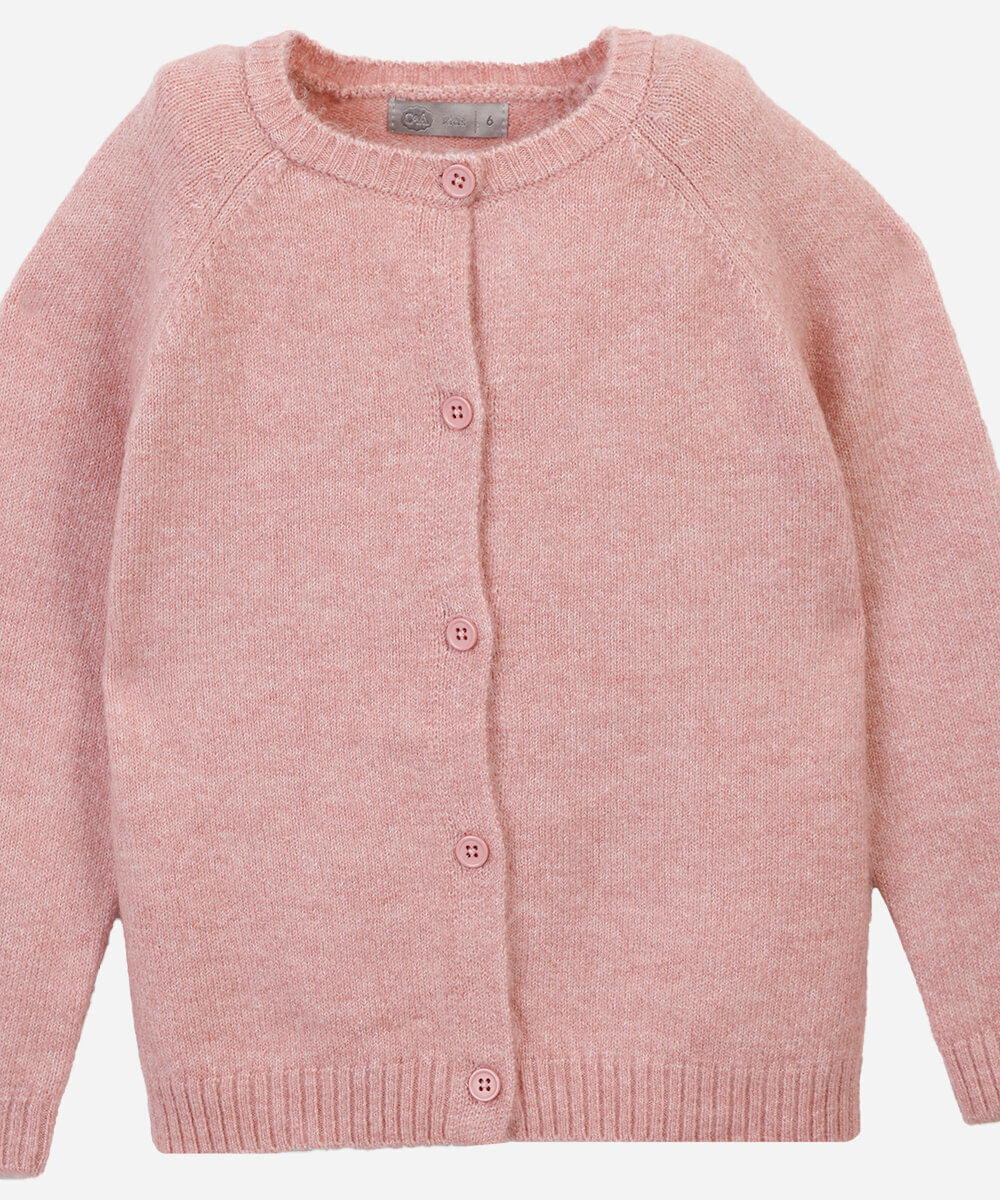 cardigan infantil de tricot rosa