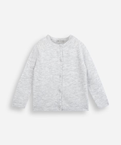 cardigan infantil de tricot cinza