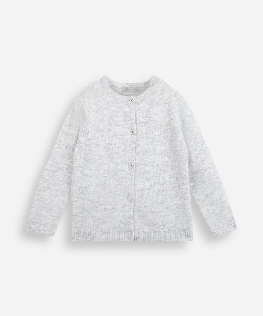cardigan infantil de tricot cinza