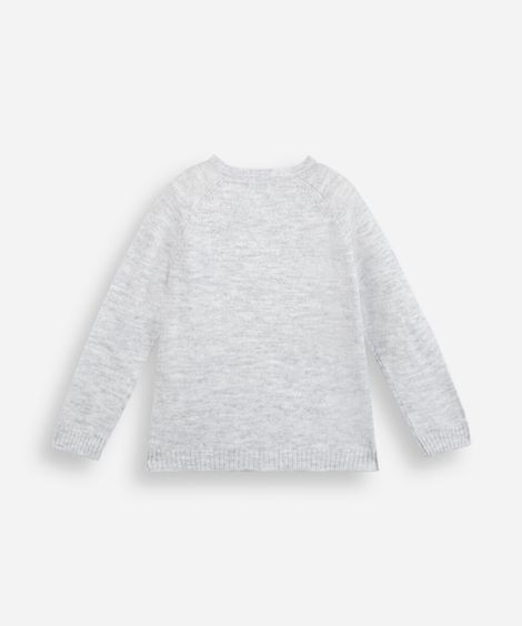 cardigan infantil de tricot cinza