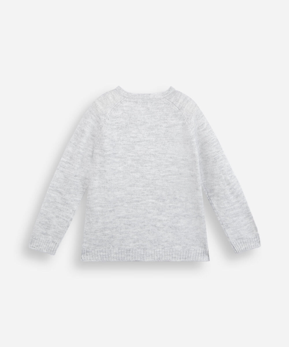 cardigan infantil de tricot cinza