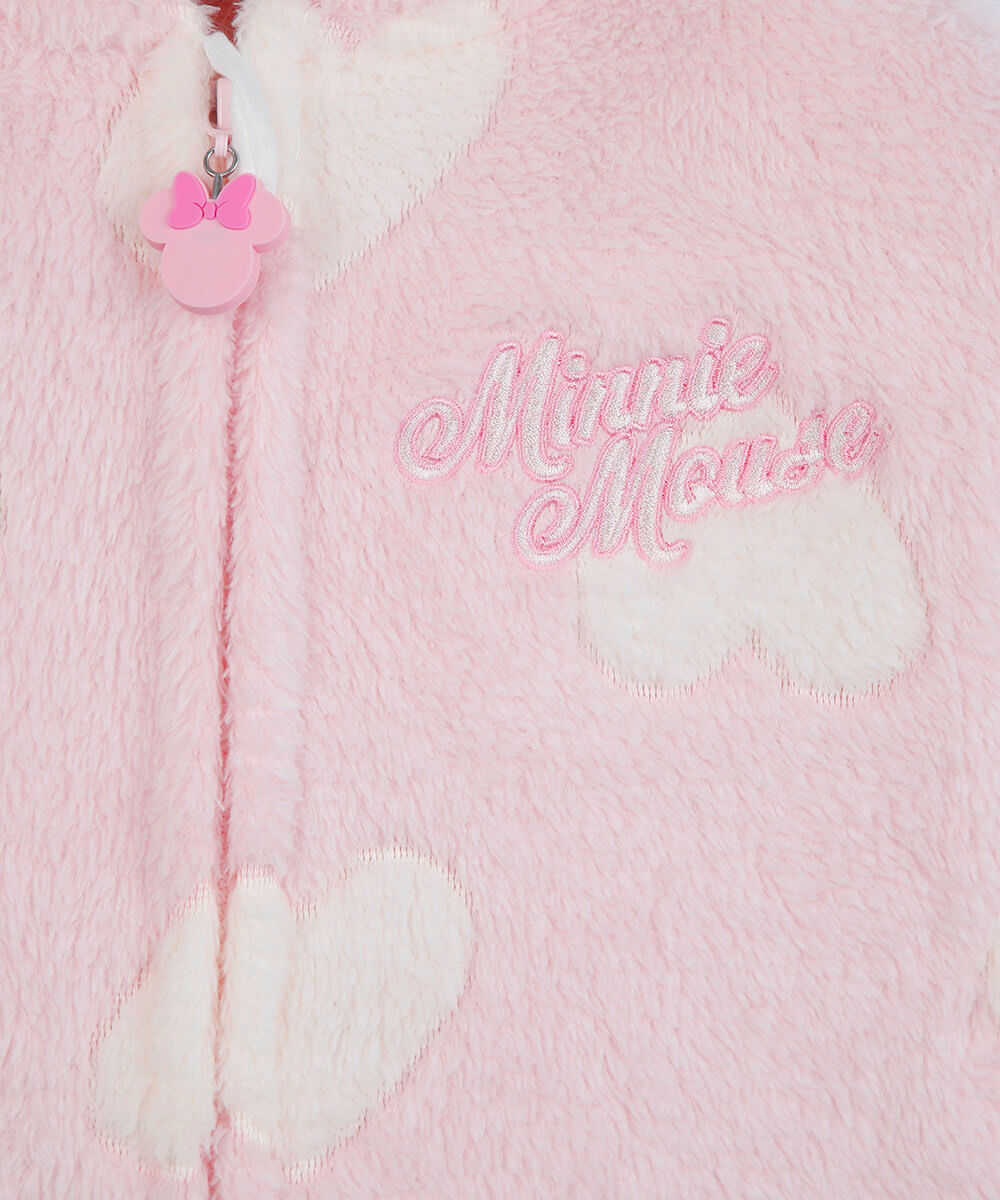 pijama macacão infantil com capuz minnie rosa